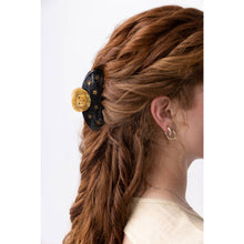 Load image into Gallery viewer, Black + Gold Sun + Stars Hair Claw
